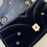 Black Velvet 443497 Gucci GG Marmont Matelassé Shilder 1:1 Mirror Bag