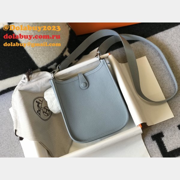 Hermes Best Evelyne Mini TPM Taurillon Clemence blue lin