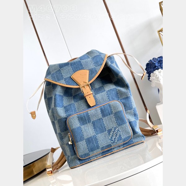 Inspired Montsouris N40708 Backpack Damier Denim Designer Louis Vuitton