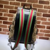 7 Star Gucci Backpack Designer 678829 with jumbo GG in camel and ebony GG canvas