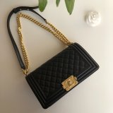 AAA+ CC Le Boy  Luxury Best Black Bags Caviar 25cm