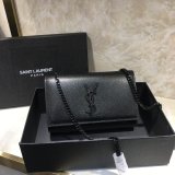 YSL Designer Crossbody Bags Leather & Chain 20cm Black