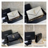 YSL Duplicate Saint Laurent Envelope Wallet on Chain WOC 620280 White Bag