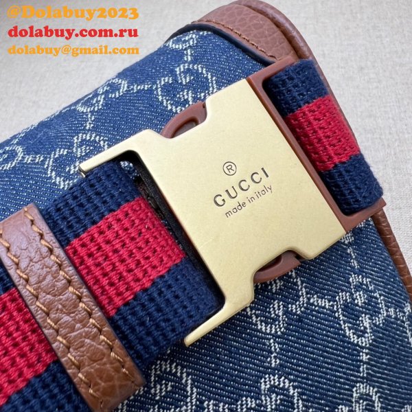 Sale Gucci Copy Belt bag with Interlocking G 682933 blue and ivory GG