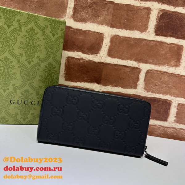 Inspired GG Rubber-effect Zip Around Wallet 771421 Gucci Men 1:1 Mirror