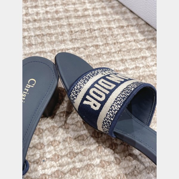 Perfect Designer Dior Dway One-word embroidered slippers Shoes Online