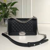 AAA+ CC Le Boy  Luxury Best Black Bags Caviar 25cm