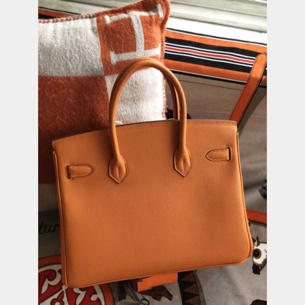 Hermes Birkin Epsom leather Handbags Orange Golden 7 Star