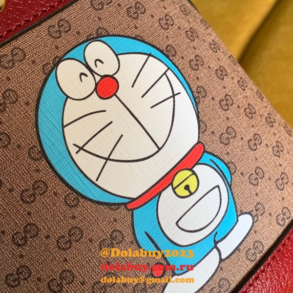 High Quality 647801 Doraemon x Gucci mini bucket red leather bag Luxury