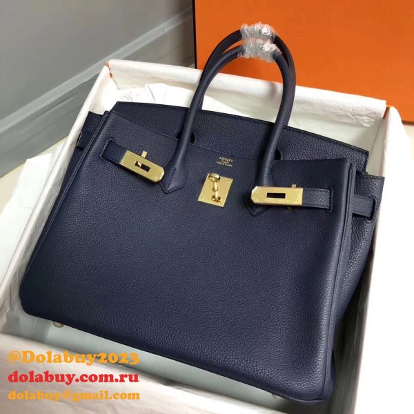 Hermes Birkin 35cm Togo leather Handbags Dark Blue Perfect