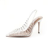 Replica Aquazzura Copy Pointed Toe Rhinestone Sandals Heel Shoes