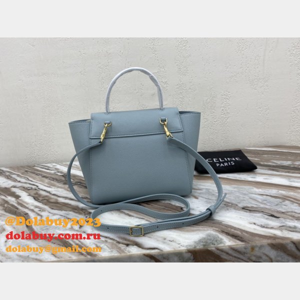 Celine Duplicate Grained Calfskin Nano Belt Bag Blue