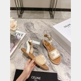 High Quality bag Celine LYMPIA FLAT STRAP SANDAL in RAFFIA & CALFSKIN