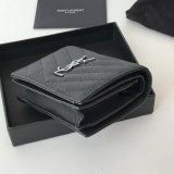 Fashion YSL Saint Laurent Short MONOGRAM 459738 Black Wallet