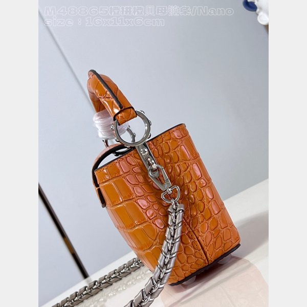 The Knockoff Quality Capucines Louis Vuitton M48865 Orange Chain Fake Bag