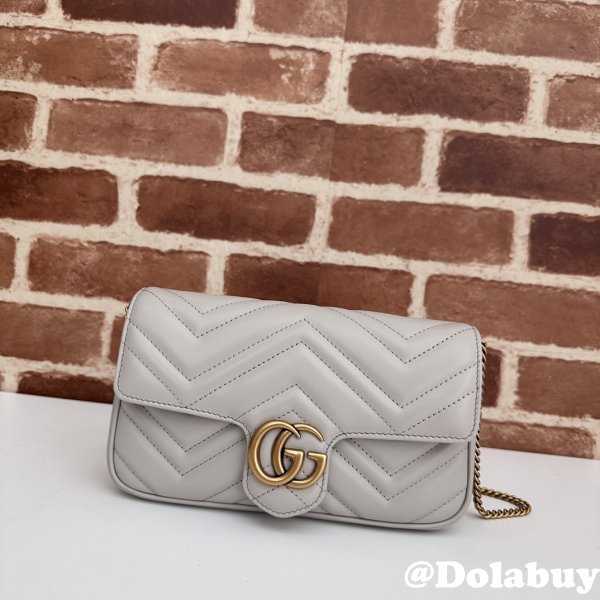 Knockoff Crossbody Gucci Copy 751526 GG Marmont Light-Grey Bag