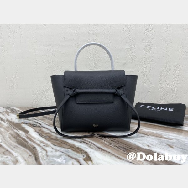 Wholesale Celine Leather Nano Belt Bag in Black