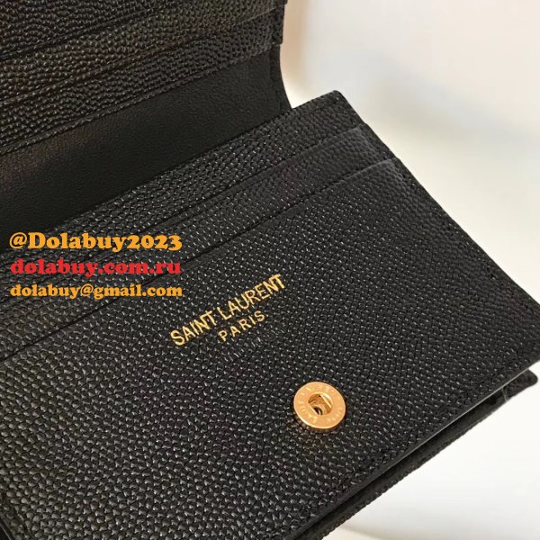 Fashion YSL Saint Laurent Short MONOGRAM 459738 Black Wallet