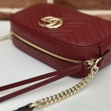 Gucci Perfect Knockoff Wholesale 447632 GG Marmont Small Matelassé Shoulder Red Bag