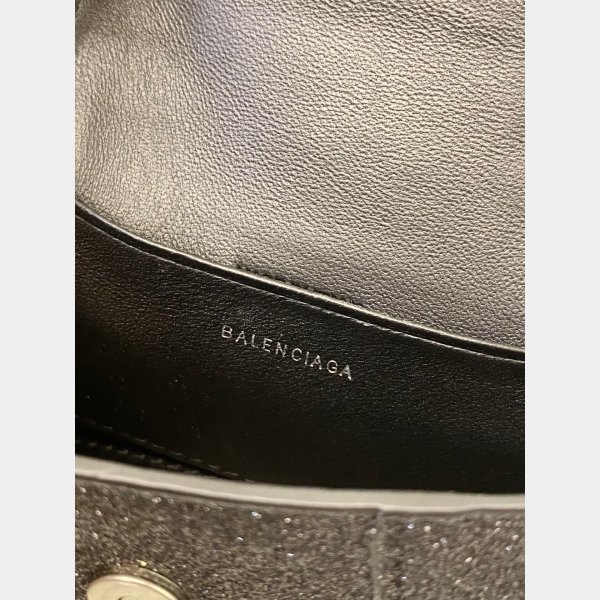 Ladies Fashion Balenciaga Copy Glitter Chain Hourglass 12CM Bag