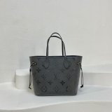 Louis Vuitton M45685 Designer Neverfull MM Monogram Empreinte Leather Black