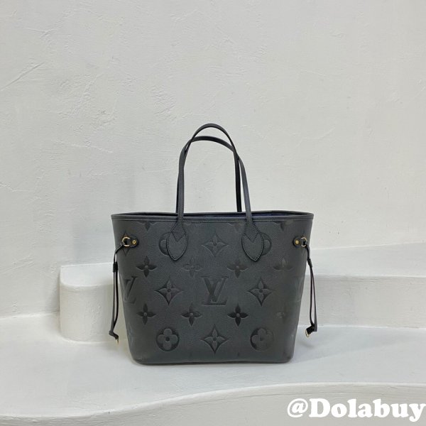 Louis Vuitton M45685 Designer Neverfull MM Monogram Empreinte Leather Black