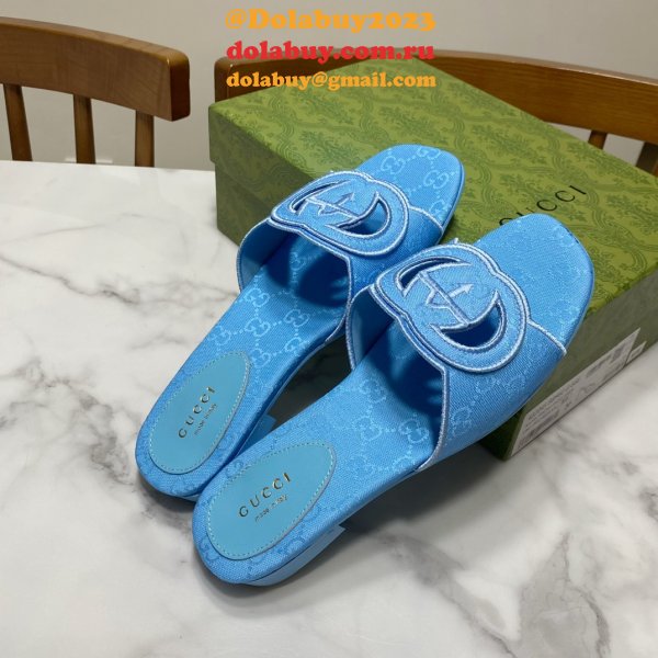 1:1 Mirror GUCCI INTERLOCKING G CUT-OUT SANDAL FLAT