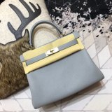 Hermes Kelly 32cm Togo leather Blue lin Cheap