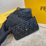 Fendi Fake Fashion 212200 Maca embossing Black Bags