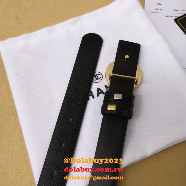 High Quality Top Quality CC Double C Belt Black Width 2.5cm 1152