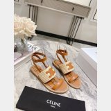 High Quality bag Celine LYMPIA FLAT STRAP SANDAL in RAFFIA & CALFSKIN