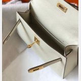 Knockoff Hermes Mini Kelly Handbag Epsom leather Off white