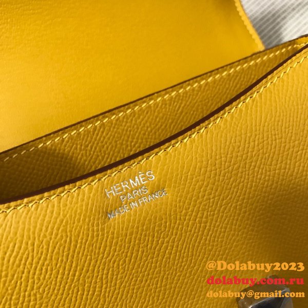 Hermes Constance Bag 18cm Epsom Leather Yellow High Quality bag