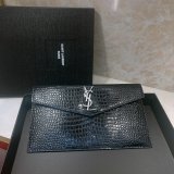 YSL Wholesale Clutch in embossed crocodile shiny black leather