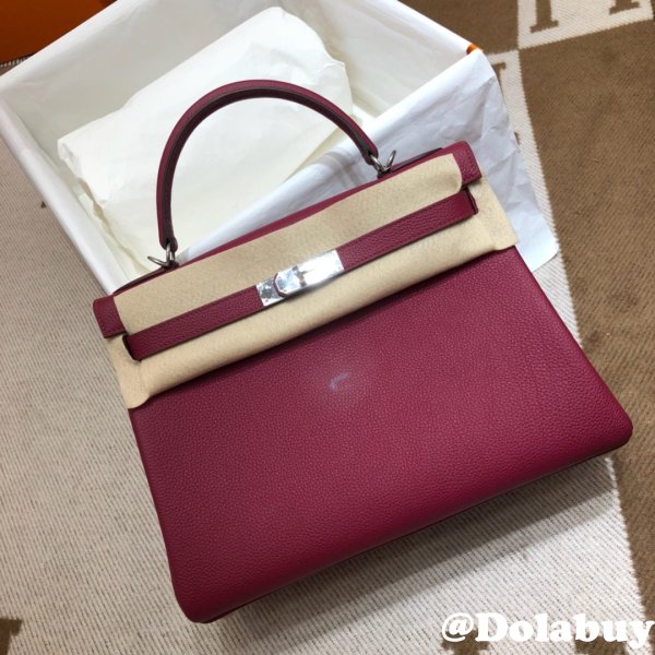 Hermes Kelly 32cm Togo leather Burgundy Inspired