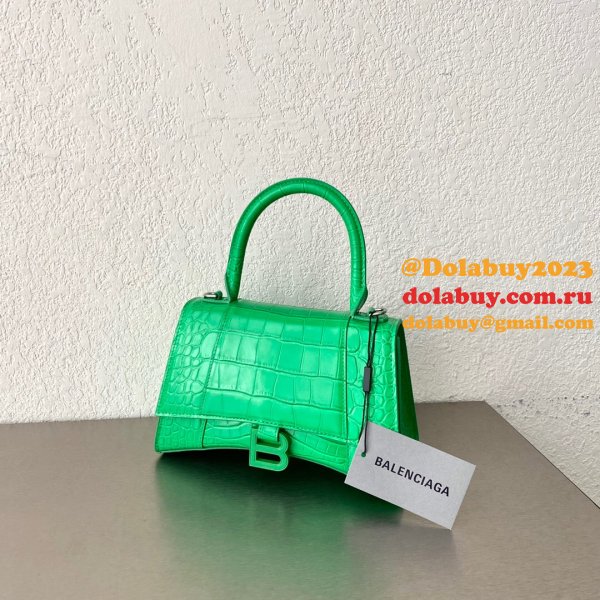 Duplicate Balenciaga Online Store Crocodile Pattern Hourglass 19/23cm Bag