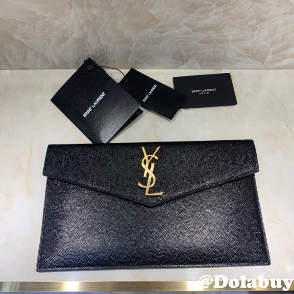 YSL Designer CLUTCH IN GRAIN DE POUDRE EMBOSSED LEATHER