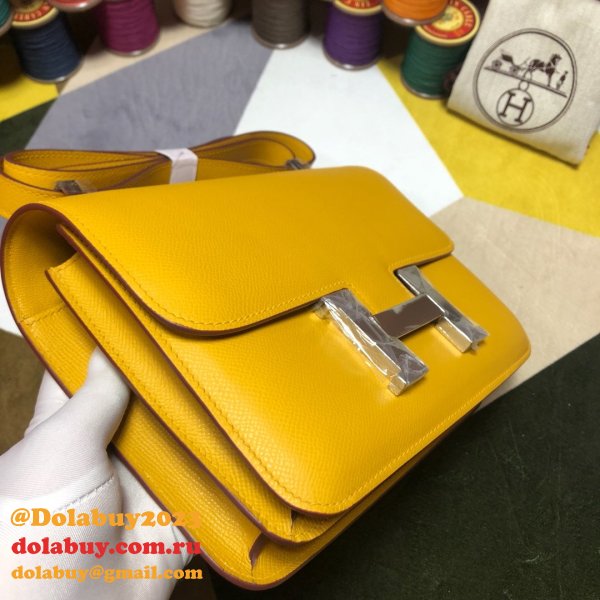 Hermes Constance Bag 23cm Epsom Leather Yellow Top Quality