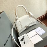 Knockoff Balenciaga White Hourglass Leather Top Handle Bag