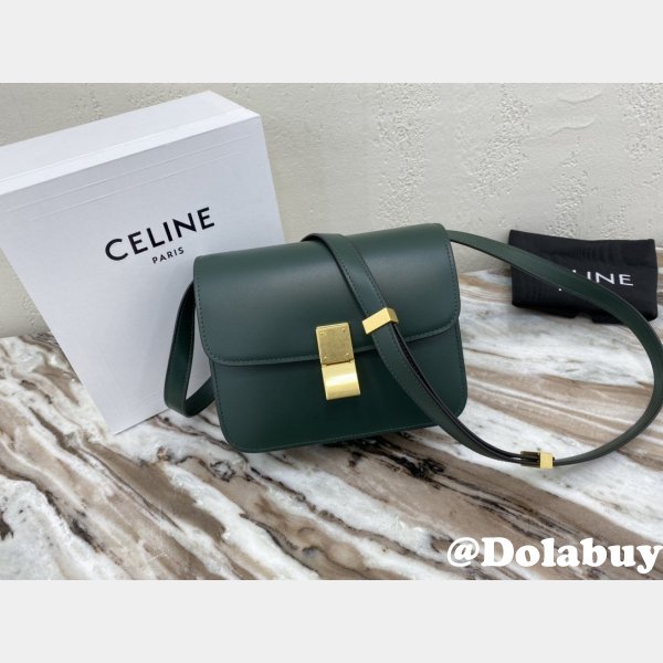 Celine Wholesale Teen Classic Box ArmyGreen shoulder bag