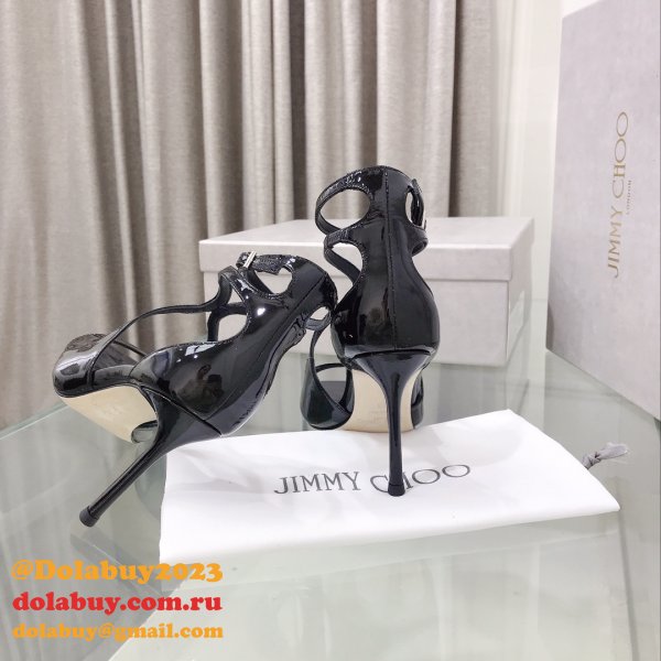 Azia 110 Patent Leather Sandal Inspired Jimmy Choo Heel: 8.5 cm Shoes