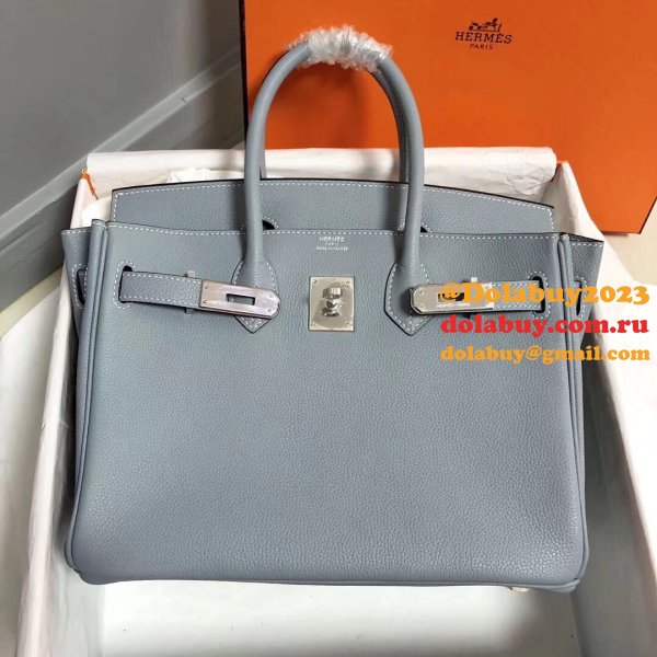 Hermes Birkin 35cm Togo leather Handbags Blue lin Luxury