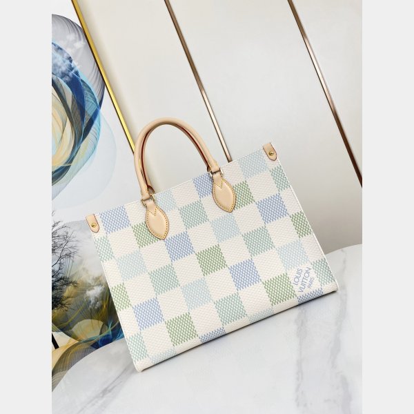 New Louis Vuitton On the Go N40518 Blue Pastel Damier Tote 1:1 Mirror Bag