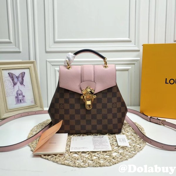 Louis Vuitton Clapton Backpack Damier Ebene N42262 Brown/Pink Copy