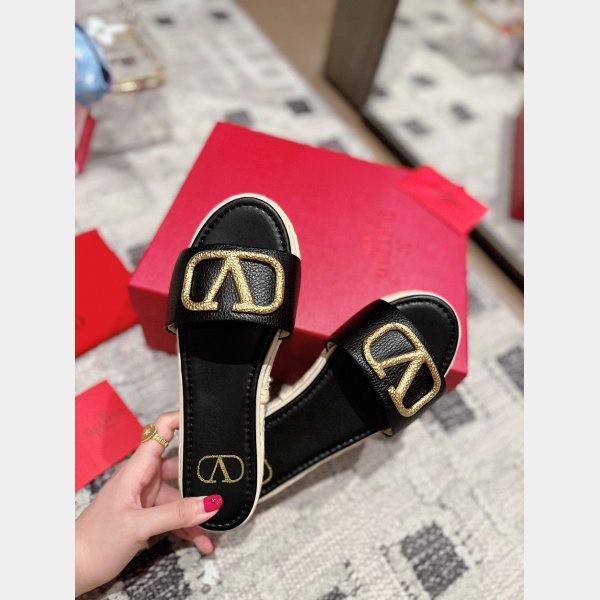 Fashion Valentino VLOGO SIGNATURE SLIDE SANDAL