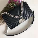 UK CC V Le Boy Top Quality Fashion Black Bags Lambskin 25cm