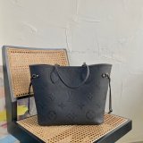 Louis Vuitton M45685 Designer Neverfull MM Monogram Empreinte Leather Black