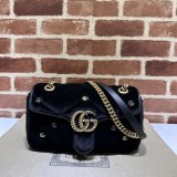 Black Velvet 443497 Gucci GG Marmont Matelassé Shilder 1:1 Mirror Bag