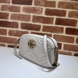 Light Grey 1:1 Mirror 447632 Copy GG Marmont Small Matelassé Shoulder Bag