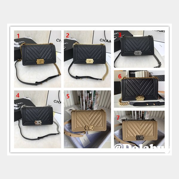 Buy top High Quality bag CC V Le Boy Handbag caviar leather 25cm